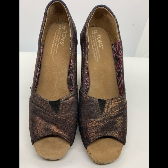 Toms Copper Metallic Open Toe Espadrilles sz 7 - Picture 7 of 7